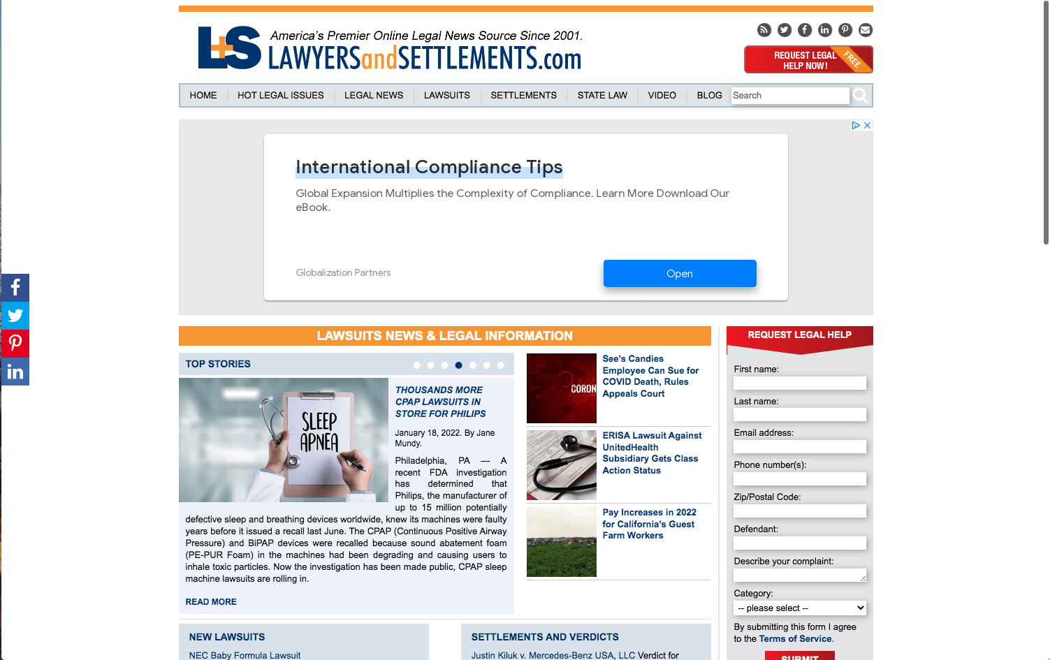 Lawyers & Settlements Website
